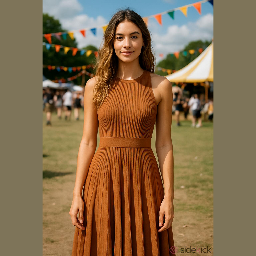 Abercrombie & Fitch Orange Ribbed Fit & Flare Mini Dress - Size S stretchy